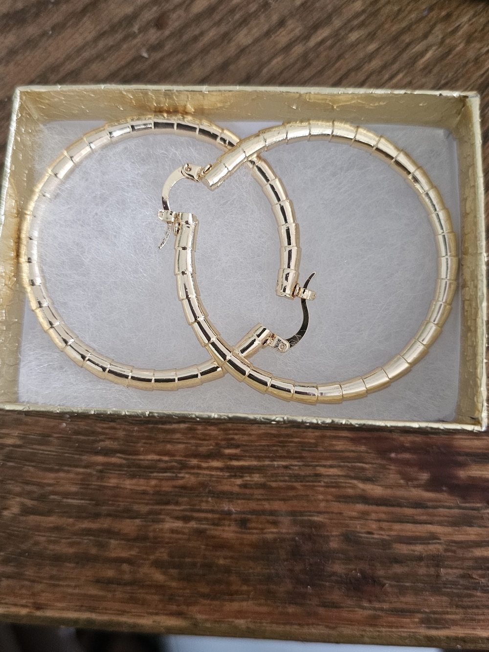 Gold-Tone Textured Hoop Earrings - Women's Jewelry